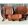 Combo Motorcycle Saddle 3 Side Bags Vintage Leather Swing Arm Luggage Tool Pouch