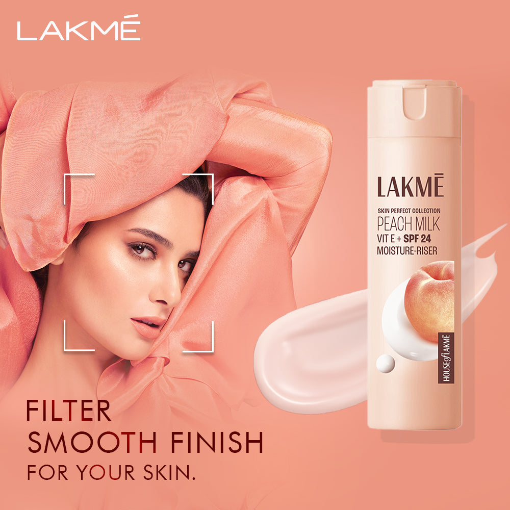 LAKME Увлажняющий крем с персиковым молочком, солнцезащитный лосьон SPF 24, удерживает влагу на 12 часов, защищает от солнца