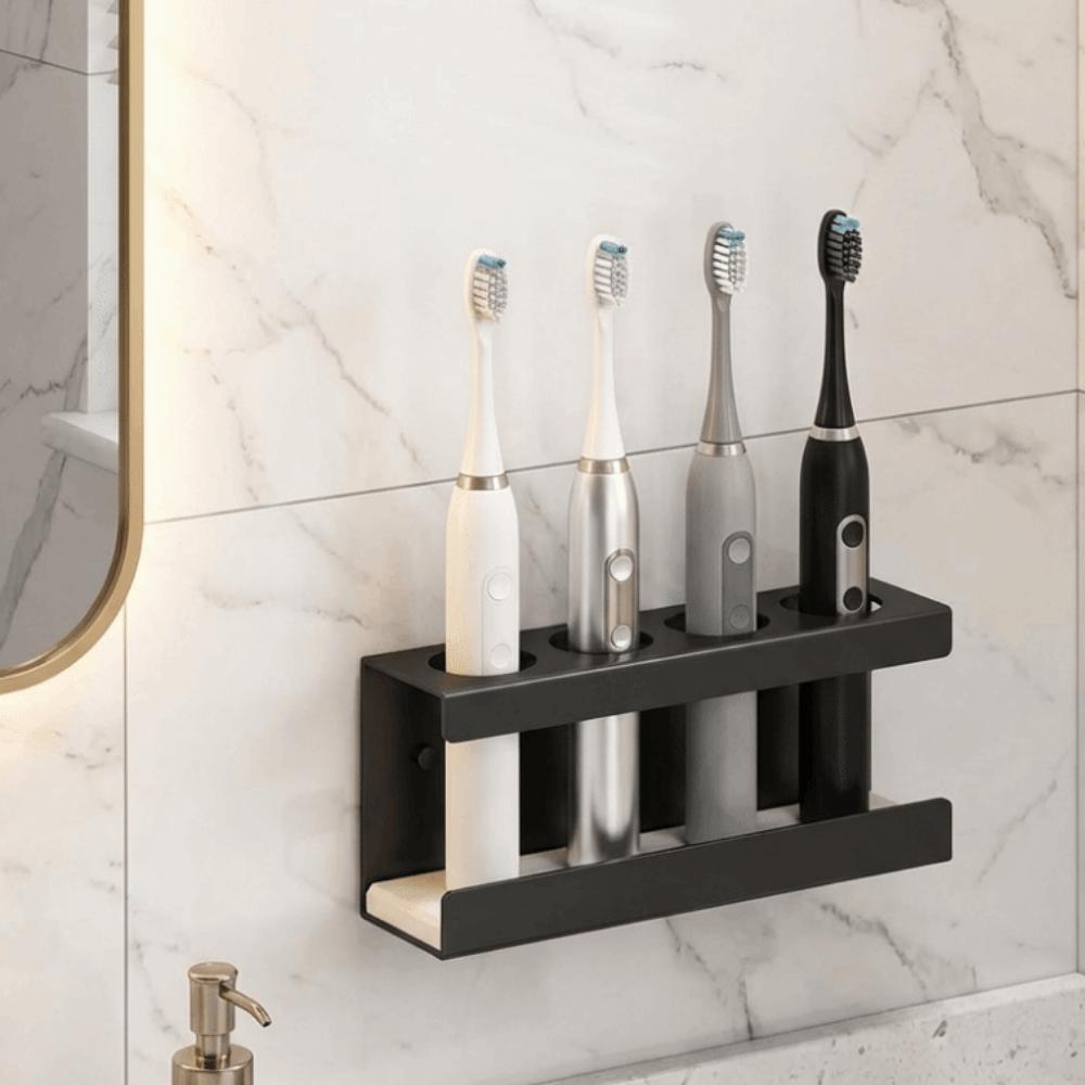 Space Saving 4-Slot Toothbrush Holder Wall Mounted Storage Rack Bathroom Organizer  for Bathroom