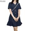 Женское повседневное летнее платье с V-образным вырезом и коротким рукавом