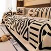Polar Fleece Plush Sofa Cover Cloth Thickness Anti Slip Sofa Towel Geometric Print Couch Seat Cushion Mat Full Coverage Blanket