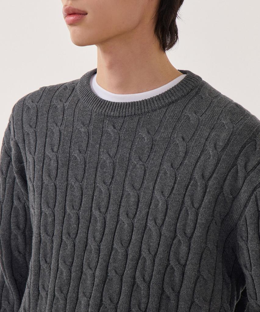 MUSINSA STANDARD Cotton Cable Crew Neck Knit [Gray]