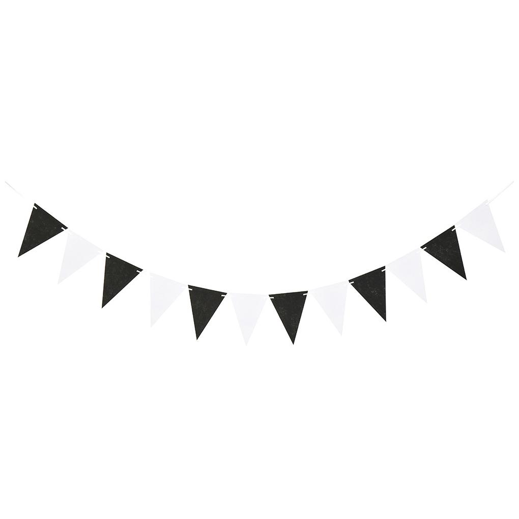 Легко установить Установка гирлянды для быстрого украшения вечеринки Прочный и долговечный тканевый баннер Гирлянда для вечеринки, черно-белая