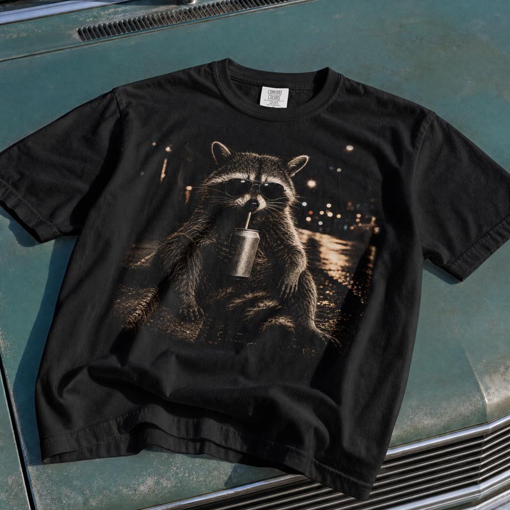 Raccoon T-Shirt, Funny Trash Panda Shirt, Comfort Colors Tee, Streetwear Animal Graphic Tshirt, Sunglasses Raccoon Top, Vintage Gift