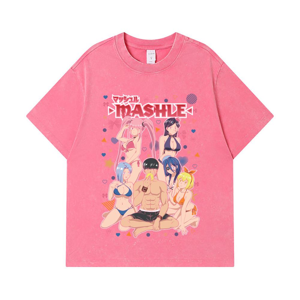275 GSM Washed T-shirts 100% Cotton Mashle V5 Waifu Print Unisex Heavy Cotton T Shirt