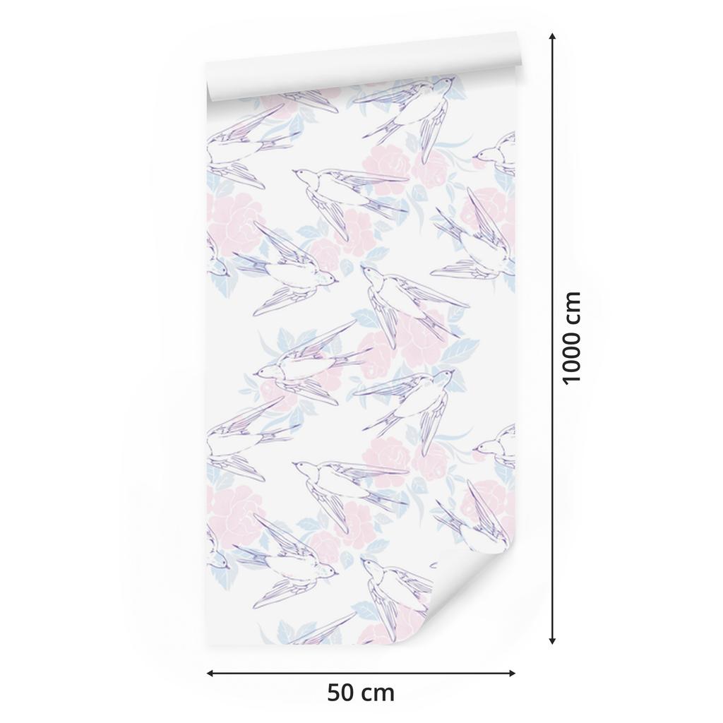 Flying Swallows Wallpaper for Living Room and Bedroom 50x1000