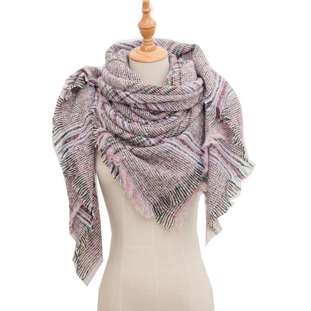 European and American Style Large Check Triangle Snood Scarf - Spring, Autumn, Winter