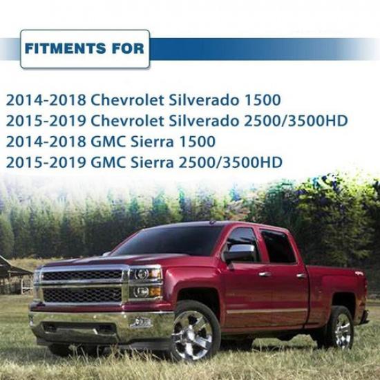 Silver Side Rearview Mirror Cover Trim For Chevy Silverado GMC Sierra 2014~2018