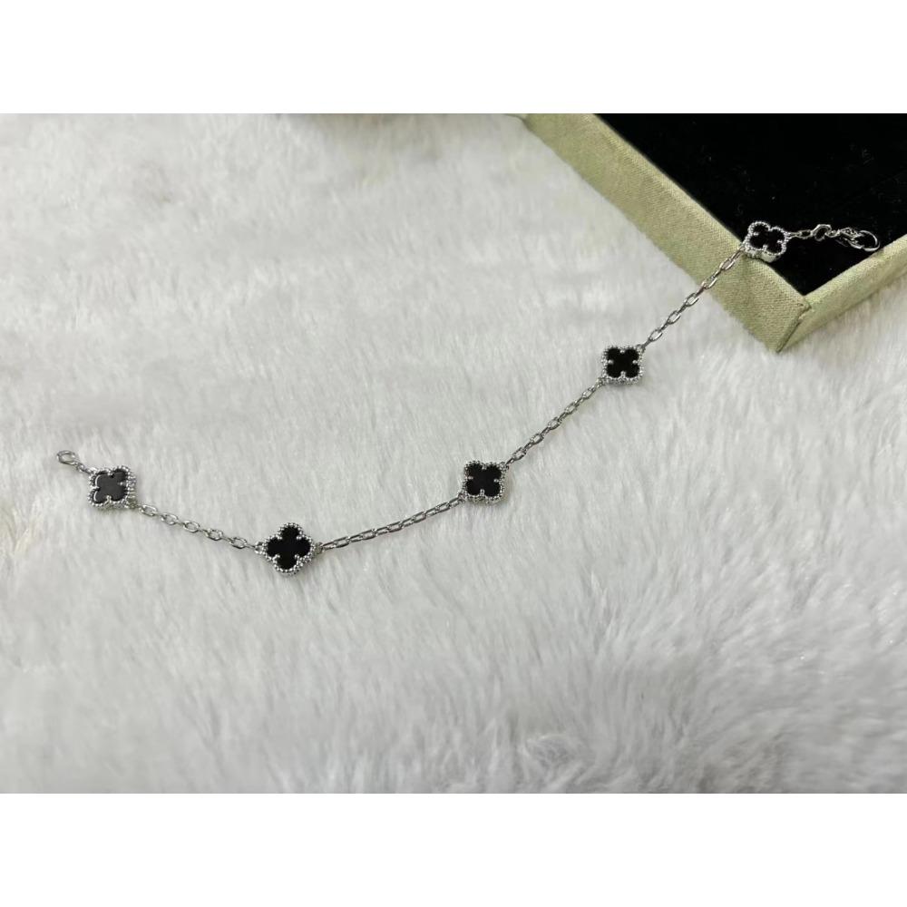 Высококлассный браслет «Четырехлистный клевер», мини-браслет «Шестицветик», браслет из красного халцедона и черного агата, женский браслет