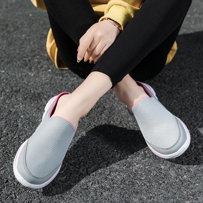 Men/Women's Interior Slippers Men's Half Slippers Summer Mesh Meter-breathable Men's Black Slippers