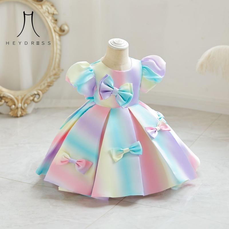 Girls' Dress New Style Small and Medium-sized Children's Dress Girls' Pent Gradient Satin Children's Dress Party Performance Dress