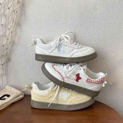 Ретро нишевые моральные тренировочные кроссовки в гонконгском стиле женские 2025 звезда котенок белые кроссовки дышащие повседневные кеды дофаминовый тренд