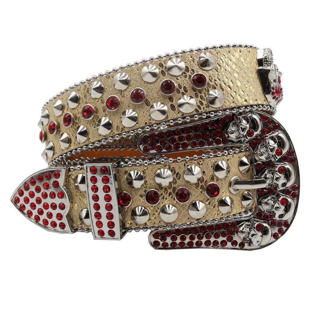 Дизайн Череп Инкрустация Бриллиантами Ремень Высококачественная Пряжка-штифт Полный Бриллиантами Пайетки Хип-хоп Украшение Клубный Ремень Женский