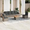 7 Piece Garden Sofa Set with Cushions Gray Poly Rattan