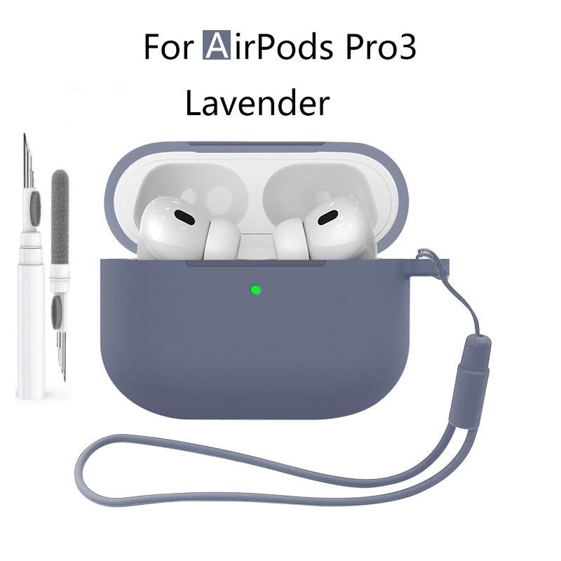 Новый 2025 Чехол для Apple Airpods Pro 3 Мягкий силиконовый Полная защитная крышка с чистящим набором и брелком для чехла Airpods Pro 3