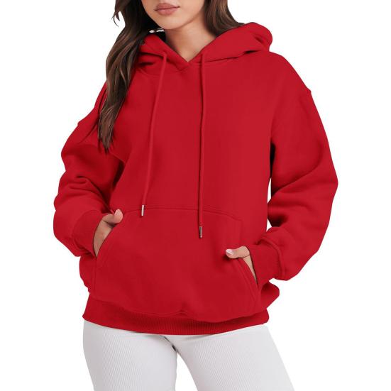 Women Hoodies Drawstring Pullover Fleece Sweatshirts Oversized Long Sleeve Hooded Top with Front Pocket