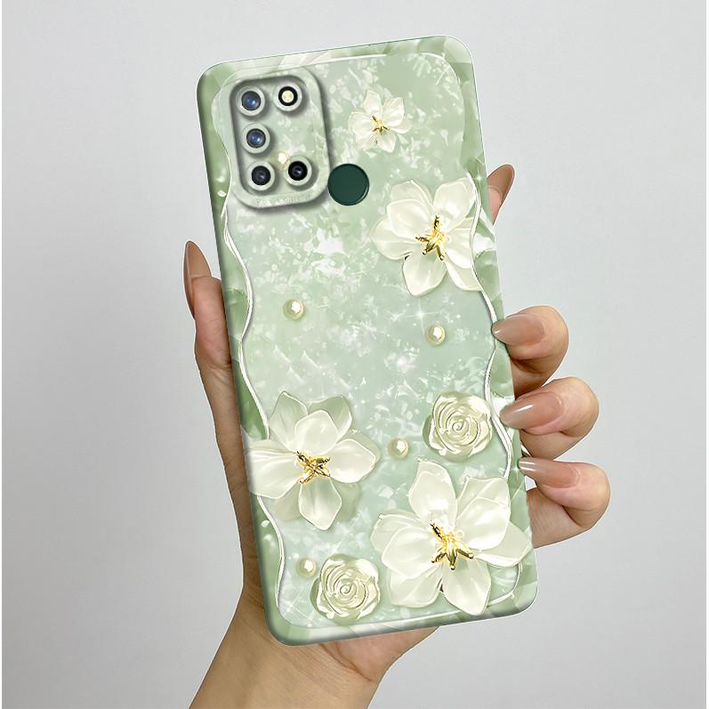 Phone Case For Realme 7I RMX2103 C17 Shockproof Case For Realme C17 Pretty Flowers Liquid Soft Silicone Back Cover Bumper Fundas