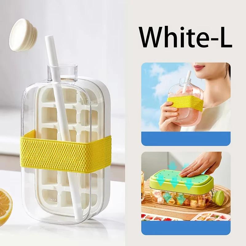 Силиконовая форма для льда, бутылка, охладитель с одним щелчком, стакан с трубочкой, лоток для льда с крышкой для морозильника, креативная бесконтактная форма для лета