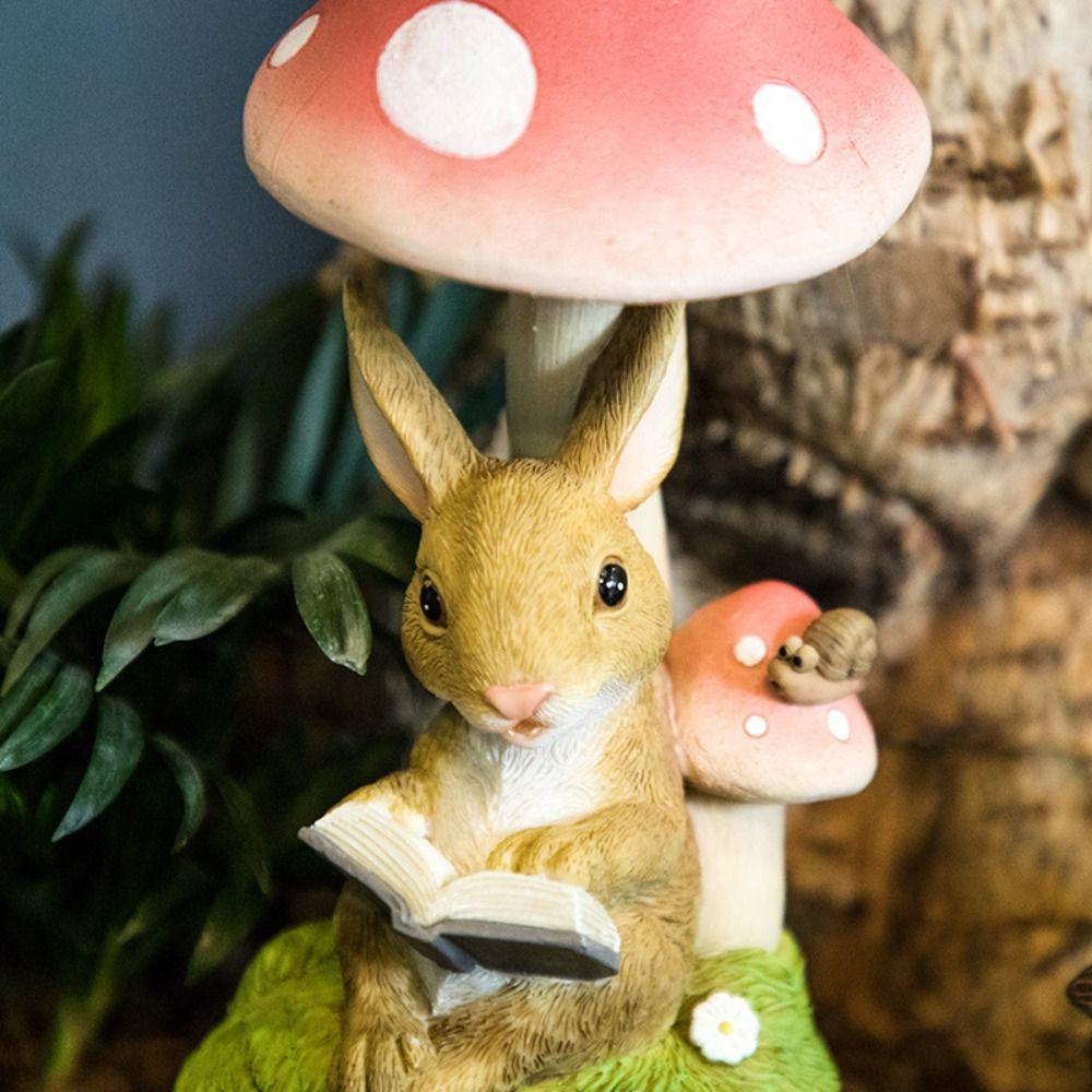 Vivid Rabbit Lawn Lamp Resin Animal Statue Light Garden Figurines Sculptures  Gift