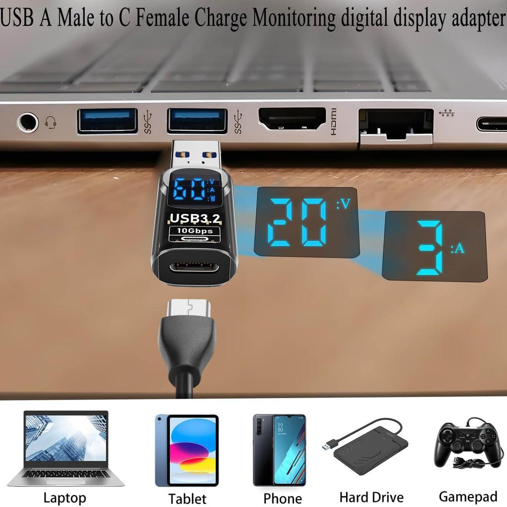 Адаптер USB3.2 с цифровым дисплеем 4K@60Гц USB-C OTG для iPhone16 15 Pro Max Samsung iPad PC Ноутбук Быстрая зарядка 36Вт/PD-60Вт Синхронизация данных