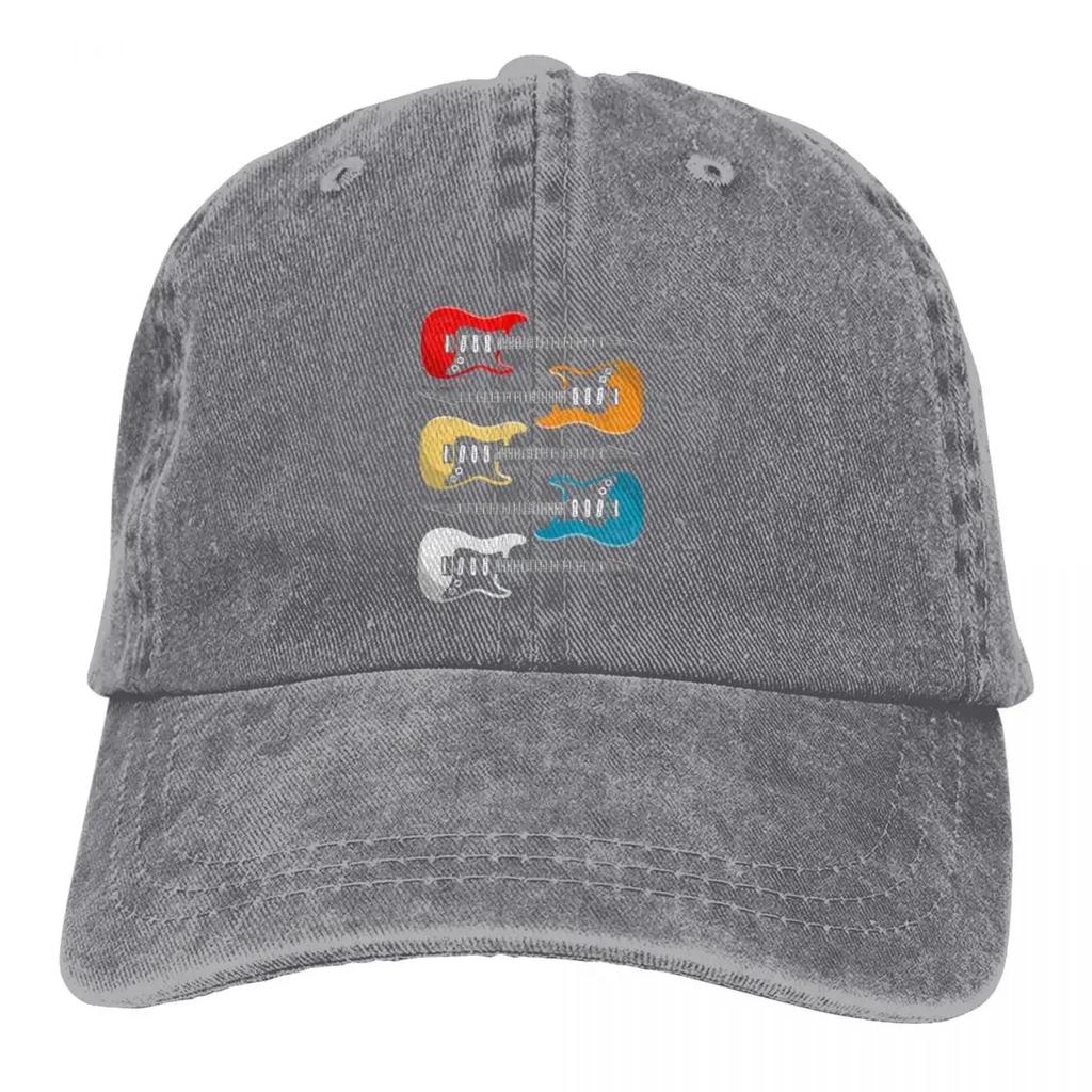 Однотонные ковбойские шляпы Подарок для гитаристов Женская шляпа Бейсболки Гитара Рок Кепка дальнобойщика с козырьком Папина шляпа