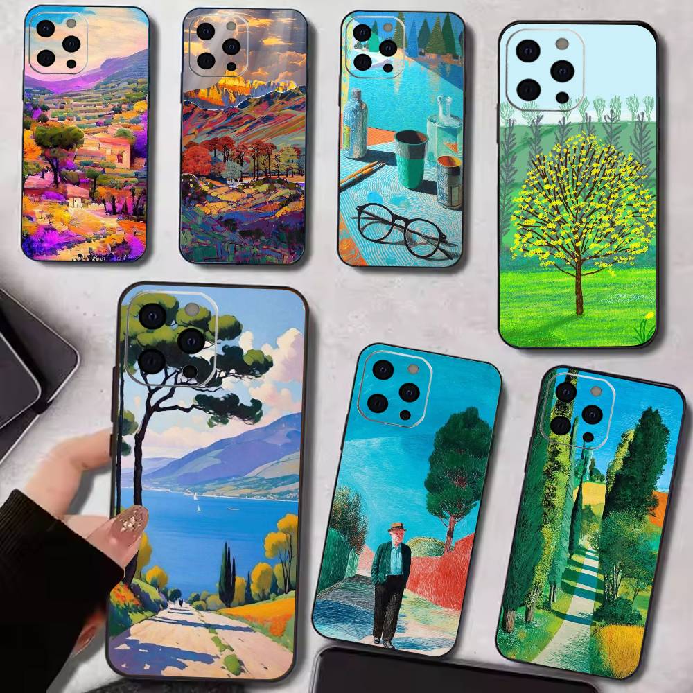 D-David Hockney Paintings Phone Case For iPhone 17, 16,15,14,13,12,11 Plus,Pro Max, Others Soft Black Cover