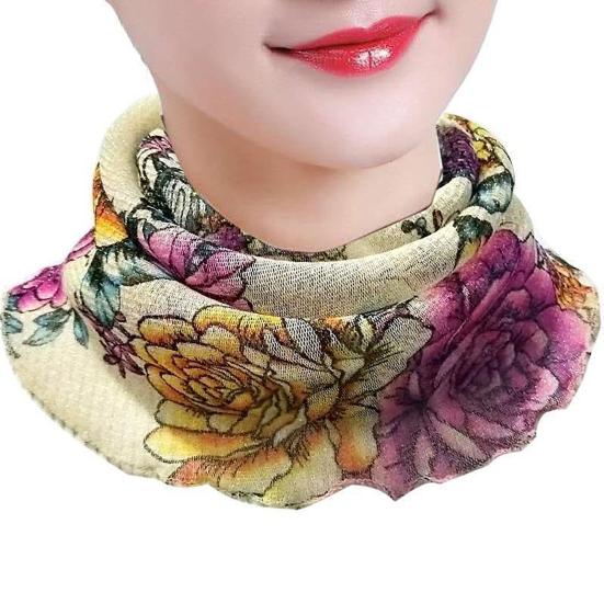 Yousheng Women Floral Chiffon Ring Scarf Neck Guard False Collar Elastic Bib Wraps Travel Scarf Versatile Accessory
