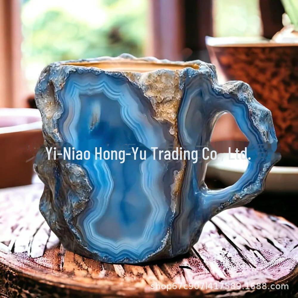 2024 Elegant Translucent Mineral Resin Coffee Cup - Colorful Luxury Gift