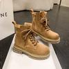 Ботинки Мартин на толстой подошве осень 2025 новинка британский стиль ретро матовая кожа большие желтые ботинки женские короткие ботинки тренд
