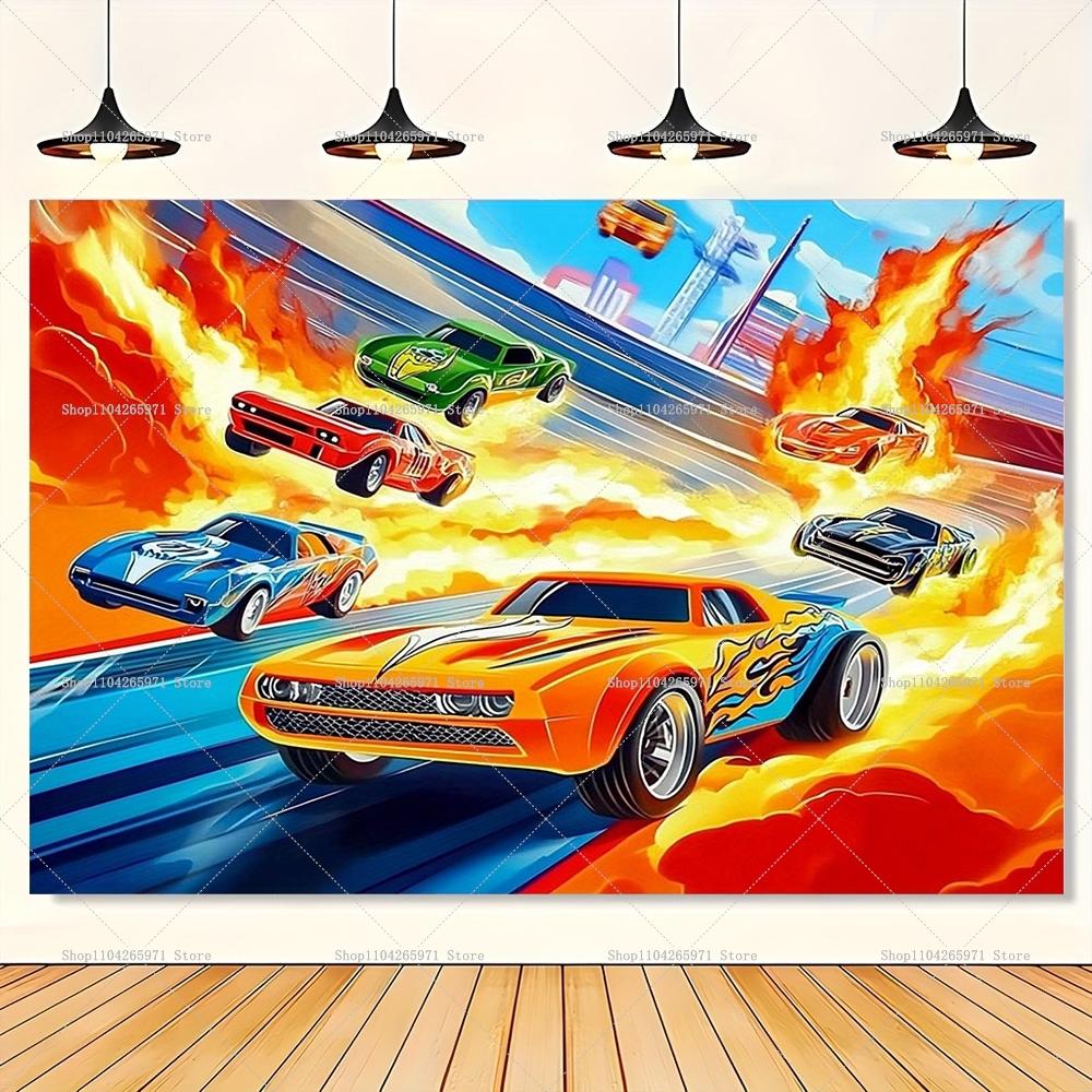 Фон на тему гоночных машин Hot Wheels-Wild Hot Racer Украшения для детского дня рождения Фотозона Реквизит Подарки для мальчиков