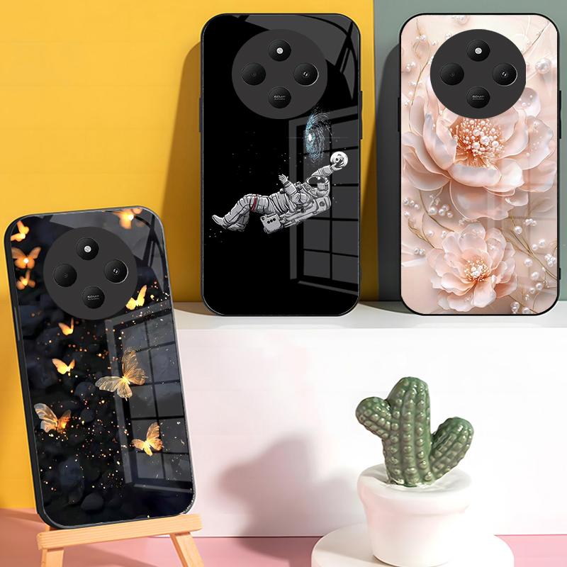 Роскошный противоударный чехол для Xiaomi Poco C75 Redmi 14R 14C A3 Pro A4 Чехол из закаленного стекла Жесткий ПК Ударопрочная защита Задняя крышка