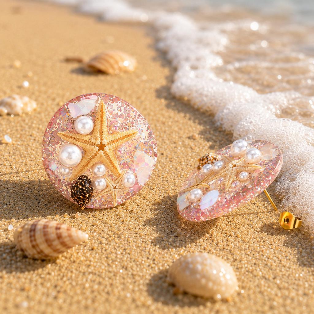 Xiaomi Vnox Ocean Conch Starfish Imitation Pearl Sequined Stud Earrings for Women Boho Shell Charms Earring Beach Aesthetic Jewelry
