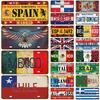 Spain Germany France Metal Sign Painting USA Tinplate Plate For Wall Restaurant Craft Home Decor Tin Sign Art Poster Israel Bar