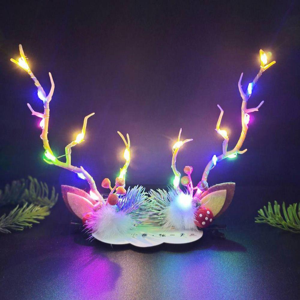 Make Up With Led Light Flower Branch Twig Women Hair Clip Korean Style Hair Clip Christmas Antlers Hairpin Hair Accessories