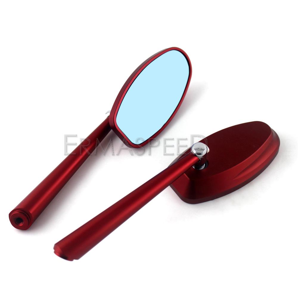 Алюминиевые мотоциклетные зеркала с ЧПУ, боковое зеркало заднего вида, синие линзы, универсальные зеркала заднего вида для скутера, мотоцикла