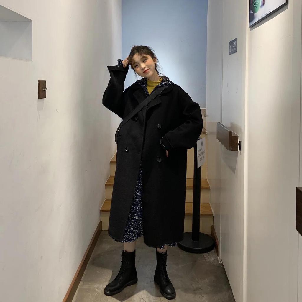 2023 Women's Korean Wool Coat: Mid-Length, Loose, Versatile, Trendy for Autumn and Winter.
