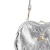 VIVIENNE WESTWOOD Иконичный логотип Сатурна с металлическим эффектом Сумка-тоут на плечо из козьей кожи Женские сумки Серебристый 4B01000CWL00ACQ401