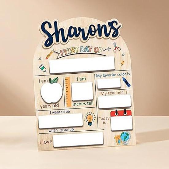 Табличка «Первый день в школе» Деревянная табличка с вехой образования Сувенирная доска для рисования маркером Подарки детям на «Снова в школу»
