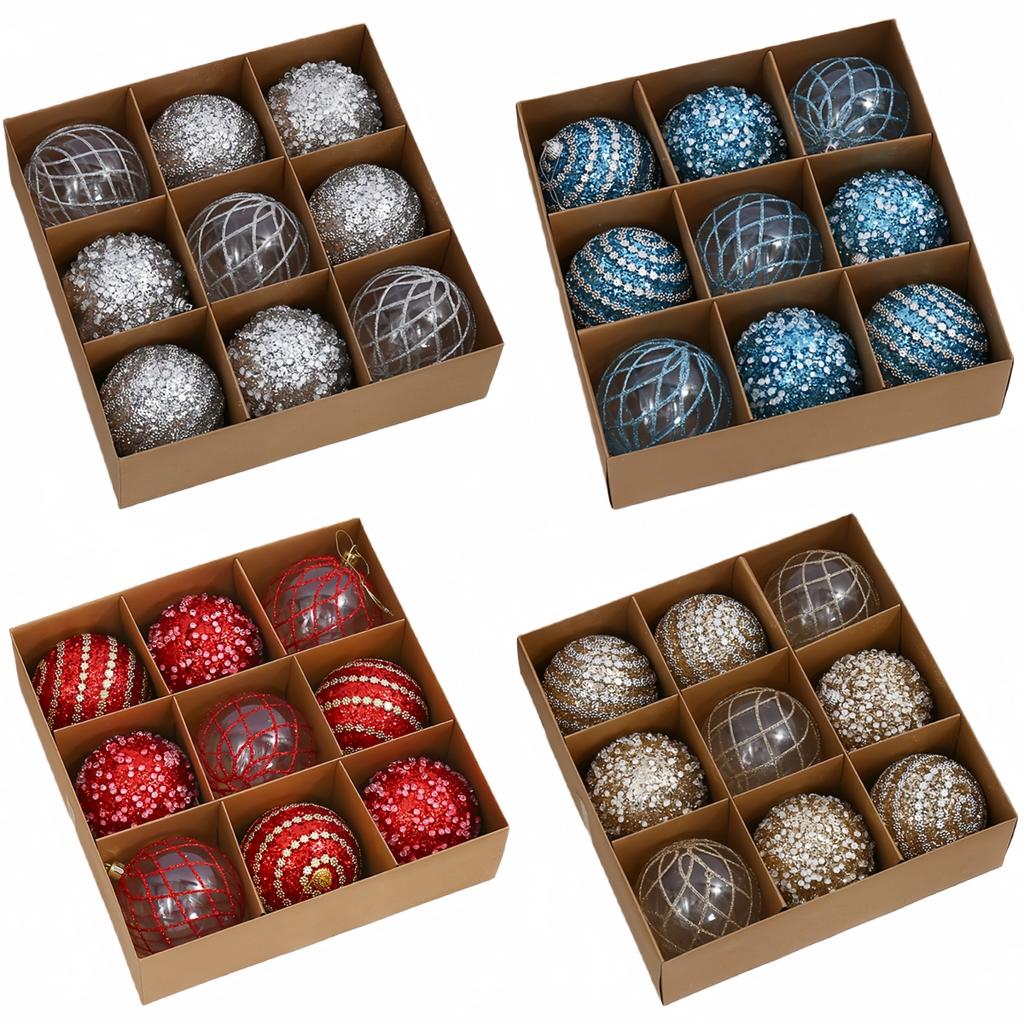 8CM 9Pcs Christmas Ball Ornament Christmas Tree Holiday Decoration Home Christmas Decoration Accessories