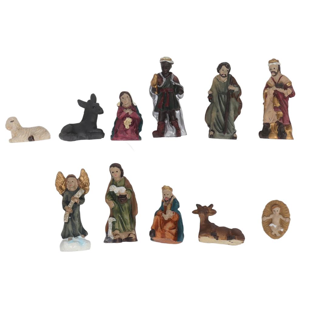 11 Pcs Christmas Resin Nativity Sets Vivid Lifelike Christmas Ornament Gifts for Holiday Desktop