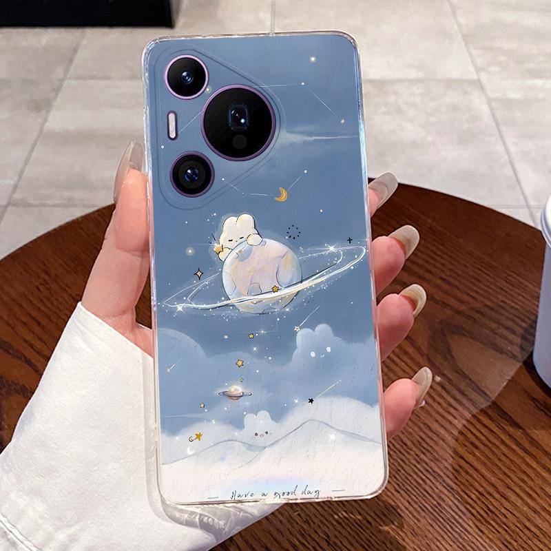 Casing For Huawei Pura 70/70 Pro Plus/70 Pro+ Phone Case Transparent Silicone Aesthetic Cute Cat Cartoon Cover For Pura70 Bumper