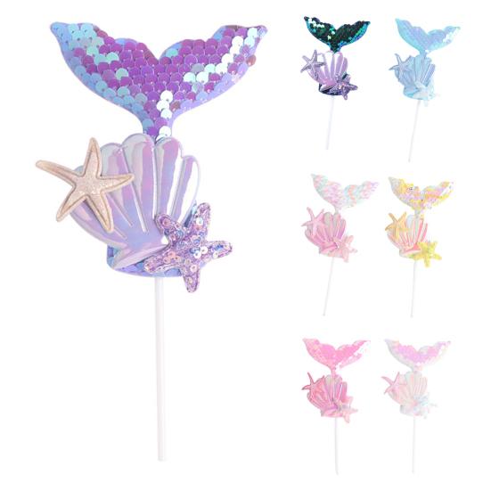 Топпер для кекса Изысканный красивый легкий топпер для торта Хвост русалки Топпер для кекса День рождения Десертная вставка Топпер для кекса