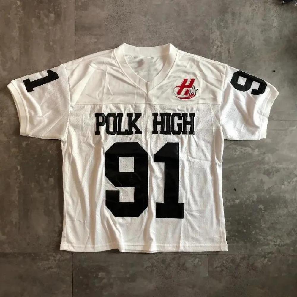 RogueWave Streetwear Джерси Одежда Y2K Мужская Хип-хоп Графика с Буквами Оверсайз Футболка Панк-рок Дышащие Топы с V-образным вырезом и коротким рукавом
