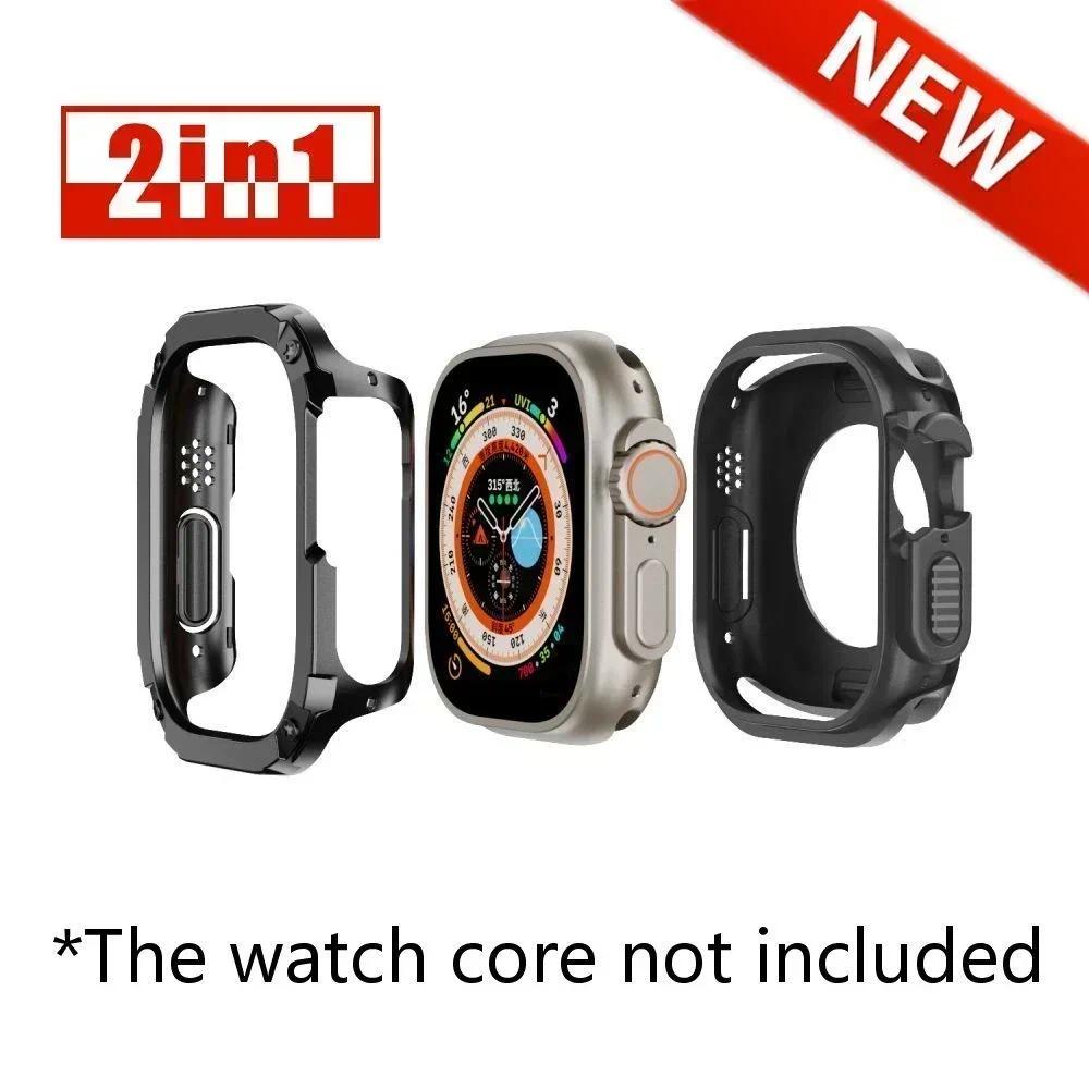 2 in 1 Case for Apple Watch Series 11/10/9/8/7/SE/6/5/4 Ultra 46 42 45 40 44 49mm TPU+ PC Shockproof Protector Bumper for iwatch