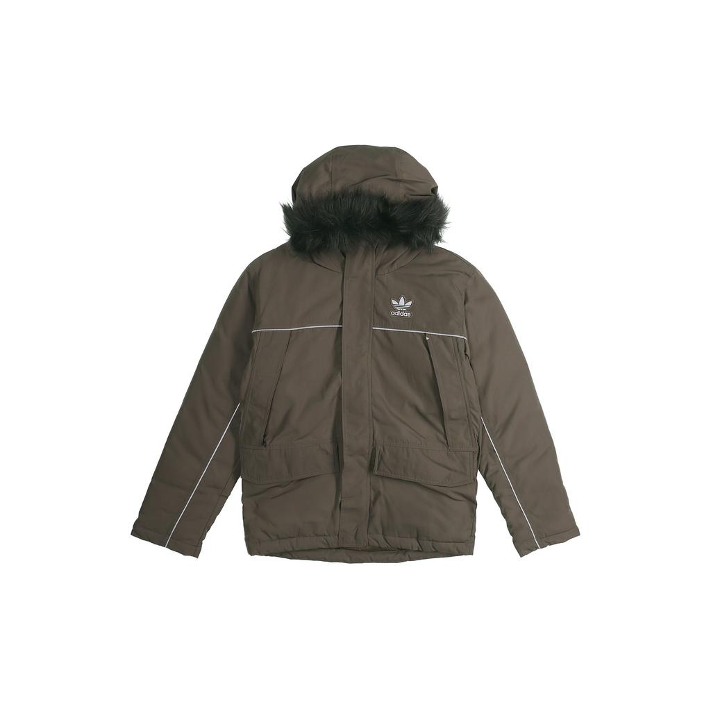 Adidas Originals Trefoil Casual Sports Windproof Warm Hooded Down Jacket Men Outerwear Brown FL1418