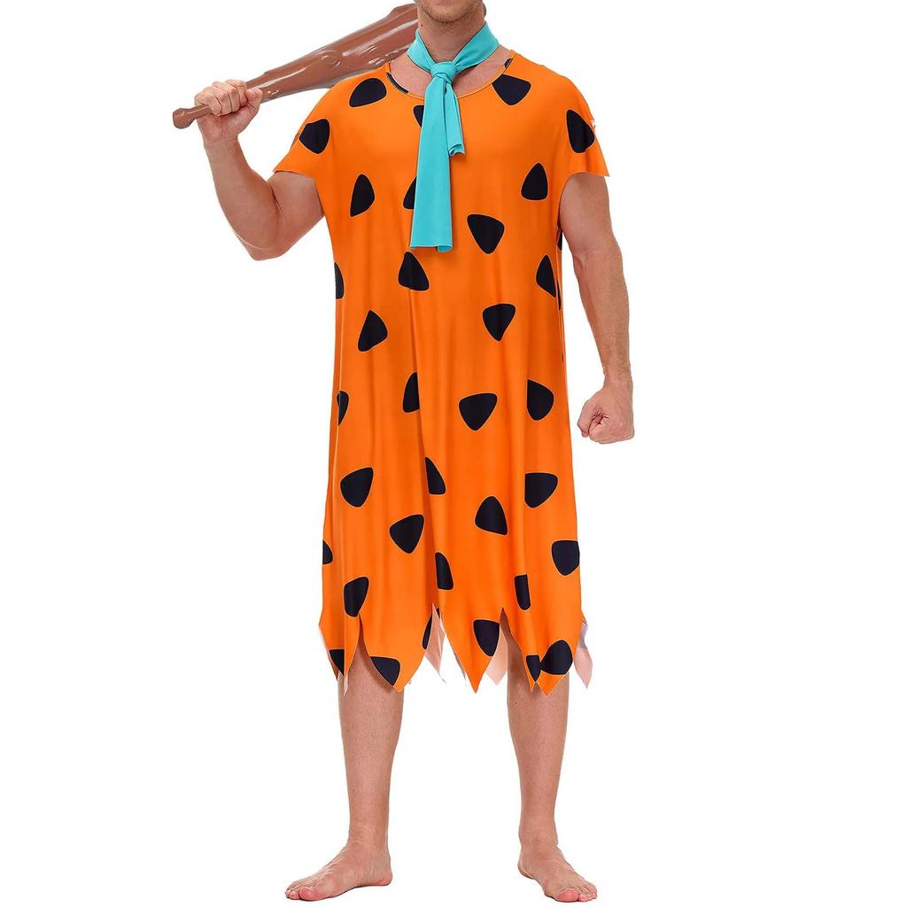 Cosplay Wilma Flintstone Costume Women's Halloween Dress One Shoulder Irregular Hem Sleeveless Dress Primitive Party Costume