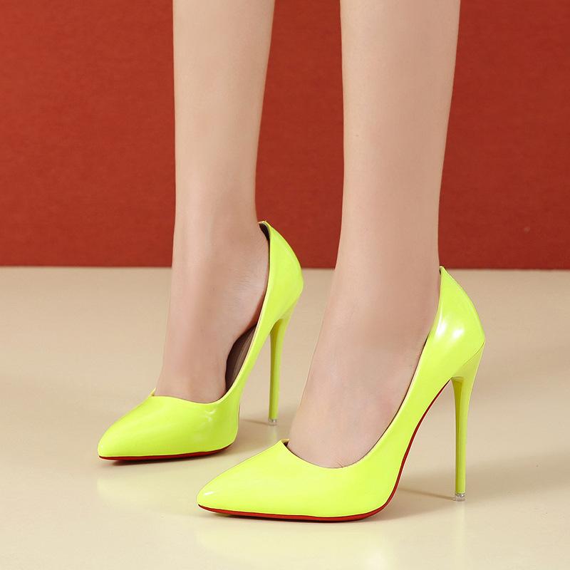 Sexy Women Shoes High Heels Pointed Toe Pumps Wedding Dress Shoes Nude Black Color Red Rubber Bottom High Heels
