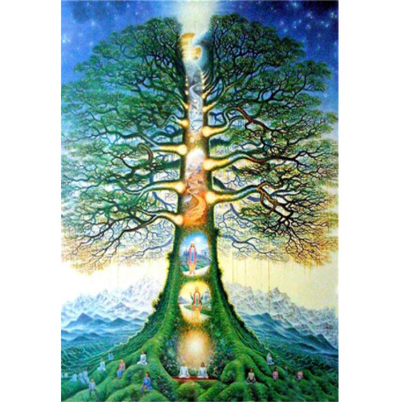 HUACAN 5D алмазная живопись дерево горный хрусталь комплект полная алмазная вышивка пейзаж Алмазная мозаика земля Настенный декор