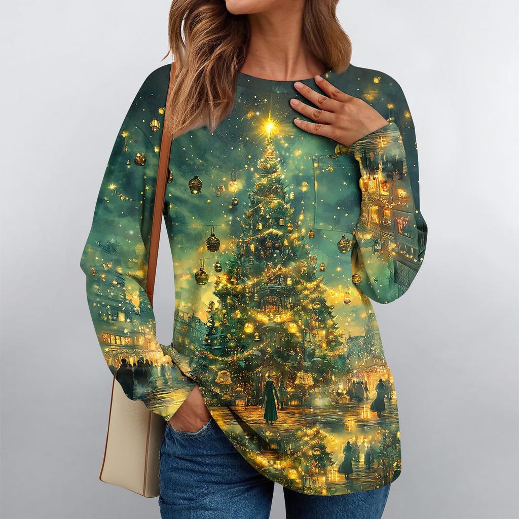 Женские рубашки с длинным рукавом, топы свободного покроя с круглым вырезом, повседневные осенние модные футболки, блузки с карманами, одежда