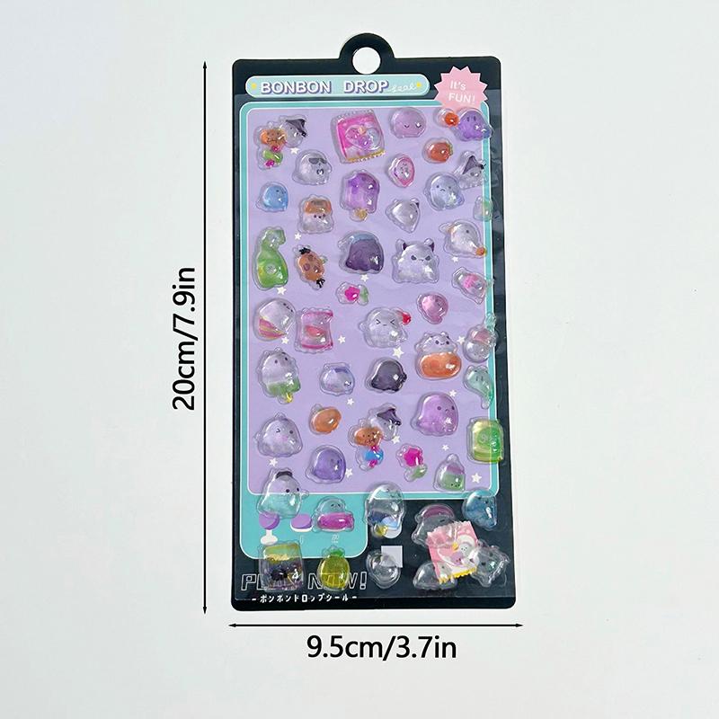 Милые 3D наклейки Мультяшные 3D Эстетичные наклейки для скрапбукинга Сделай сам Чехол для телефона Каваий Наклейки Канцелярские товары Корейские Декали Кристальная наклейка